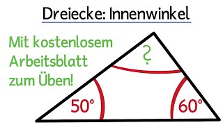 Winkelsumme im Dreieck  Fehlende Winkel berechnen Innenwinkel [upl. by Py592]