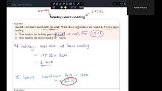 Year 10 Core Financial Maths  Leave Loading and Holiday Pay [upl. by Karilla]