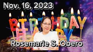 Happy Birthday Rosemarie Obero from GES MAIN BATCH 77 11162023 [upl. by Doralia601]