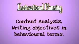 01  Content Analysis Writing objectives in Behavioural terms  Teaching of Geography BEd Hindi [upl. by Mailliwnhoj]