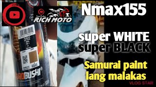 Nmax 155 Fairings repaint SUPER WHITE amp BLACK SAMURAI PAINT STEP BY STEP  RICHMOTO [upl. by Jeanette146]