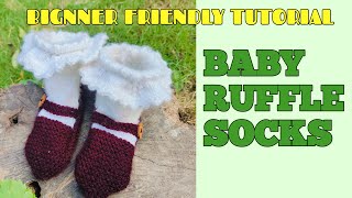 Cute Baby Ruffle Socks Knitting  Beginner Friendly Tutorial  Easy amp Fast Knitting 🧶 [upl. by Nolaf197]