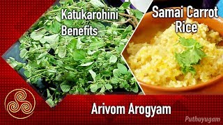 கடுகுரோகிணி மருத்துவ பயன்கள்  சாமை அரிசி காரட் சாதம்  Arivom Arogyam  03072018 [upl. by Eeladnerb]