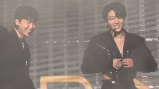 220408 Teasing Jungkook about buttons  BTS Fancam Permission to Dance PTD On Stage Live Concert [upl. by Eniamzaj393]