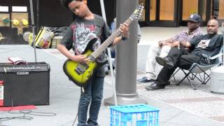 Black kid playing heavy metal music on guitar in New York [upl. by Fadiman]