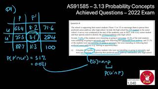 AS91585  313 Probability Concepts  Achieved Questions  2022 Exam [upl. by Cida]