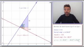 Hoe bereken je de hoek tussen twee lijnen [upl. by Euqnimod351]