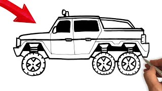 How To Draw An OffRoad Pickup Truck  easy step by step  Pickup Car Drawing [upl. by Llennej]