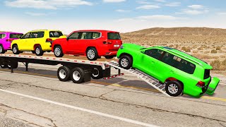 Flatbed Truck Mcqueen  Transportation with Truck  Pothole vs Car 191  BeamNGDrive [upl. by Suryc]