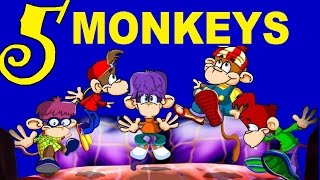 FIVE LITTLE MONKEYS nursery rhymes [upl. by Loveridge]