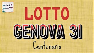 Lotto GENOVA Terno del Centenario per il 4 e 5 Novembre [upl. by Soinski]