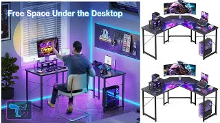 Casaottima L Shaped Gaming Desk with Monitor Stand  Corner Desk Gaming Table for Home Office [upl. by Tereb]