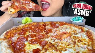 ASMR EATING CHEESY PEPPERONI PIZZA Eating Sounds  Papa John Pizza  No Talking ASMR Phan [upl. by Dorina235]