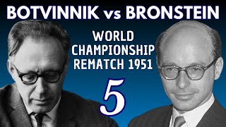 Mikhail Botvinnik vs David Bronstein  World Championship Match 1951  Round 5 [upl. by Nimaj]