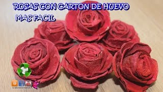 Como hacer rosas de carton de huevo y pintarlas facil [upl. by Swor]