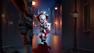 Pennywise is after cute Cat and Kitten in a Spooky Town cat cutecat catlover [upl. by Kerrison]