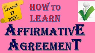 Affirmative Agreement in English  Grammar rules of Affirmative agreement  Learn English grammar [upl. by Hallutama]