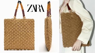 MAKING A ZARA BRANDED BAG EASY KNITTED BAG RECIPE FROM PAPER YARN [upl. by Adeirf]