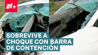 Conductor se salva de milagro al chocar contra barra de contención  N [upl. by Aracot727]