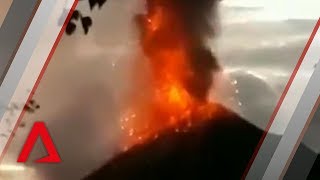 Indonesia’s Mount Anak Krakatoa volcano erupts [upl. by Puttergill]