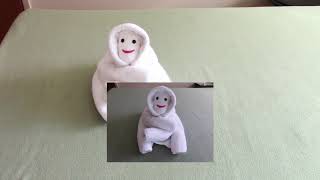 How to Make a Towel Snowman towel folding snowman ASMR towel folding animal [upl. by Vidovik]