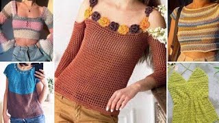 Últimos diseños de top lindo de hilo de algodón con patrón de crochet de abueladiseños de top2023 [upl. by Fae]