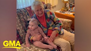 103yearold woman meeting her greatgranddaughter will melt your heart [upl. by Tlaw]