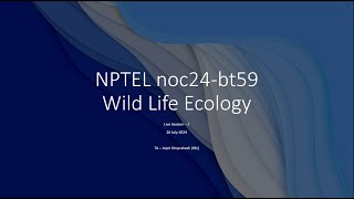 Wild Life Ecology PMRF TA Live Session 2 [upl. by Yorgo]