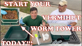 How To Start A Worm Bin VermiHut Worm Tower  Worm Time Lapse  Vermicompost Worm Farm [upl. by Delorenzo]