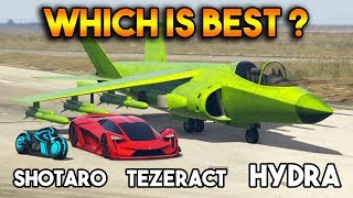 GTA 5 ONLINE  HYDRA VS TEZERACT VS SHOTARO WHICH IS BEST [upl. by Etennaej]