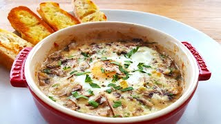 5Minute Prep Creamy Mushroom Baked Eggs  Easiest Recipes [upl. by Brozak]