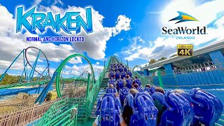 Kraken Roller Coaster On Ride Back Row 4K POV SeaWorld Orlando 2023 01 30 [upl. by Ecneps862]