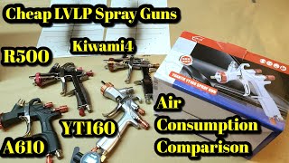 LVLP Spray Guns Air Consumption review YT160 R500 A610 amp Kiwami4 For Small Compressors Rongpeng [upl. by Asile]