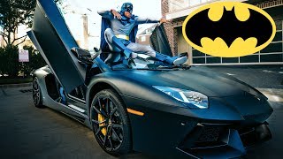 BATMAN IN REAL LIFE LAMBORGHINI AVENTADOR BATMOBILE [upl. by Innoc429]