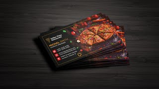 Pizza Restaurant Business Card Design in Photoshop CC 2022 [upl. by Avruch]