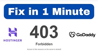 Fix in 1 Minute Hostinger 403 Forbidden Access To This Resource On The Server is Denied [upl. by Eirrot316]