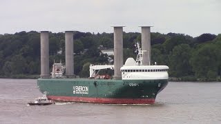 Cargo Ship ESHIP 1 inbound into Hamburg Germany on Elbe River june 16 2015 [upl. by Atsedom]