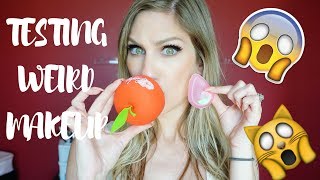 TESTING WEIRD MAKEUP │ SILICONE SPONGE PAPER MAKEUP amp LIP PLUMPER [upl. by Cotter]