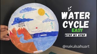 How to make water cycle easy project science schoolproject watercycle जलचक्र NakulSahuArt [upl. by Dinnie]