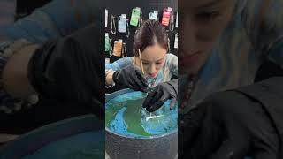 Hydro Dipping a Phone Case  Stunning Green Blue amp White Swirl Design hydrodipping diyphonecase [upl. by Reginnej]