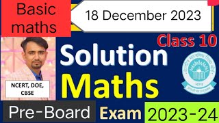 class 10 basic maths paper solution 202324  morning shift maths solution maths answer key 2023 [upl. by Niamrahc]