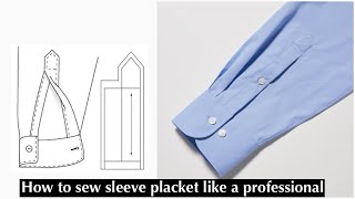 How to sew sleeves placket with cuffs beginners friendly [upl. by Agretha]