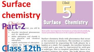 12th Surface chemistry part2 NCERT physical class 12 chapter 5 IIT JEE Mains NEET [upl. by Novek913]