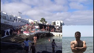 Swimming in the piscinas naturales in Punta Mujeres Lanzarote Canary Islands Aug 2021 [upl. by Nothsa]