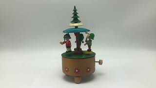 Vintage Steinbach Wooden Music Box Maypole Dancers Boys Spin Carousel German [upl. by Pas]