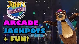 WINNING ARCADE GAME JACKPOTS  Johns Incredible Pizza Newark Jackpot Games Johns Incredibles Jdevy [upl. by Orlene]