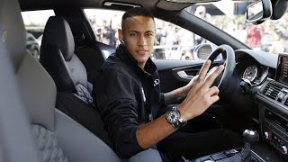 The FC Barcelona players get their new Audi cars [upl. by Jak160]