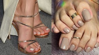 High class designs of shiny solid toe nails art design ideas💡Latest pedicure colors for women 2024 [upl. by Osrick]