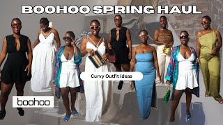 BOOHOO SPRING HAUL amp TRY ON curvy outfit ideas [upl. by Llenart]