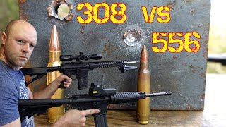 AR15 vs AR10 Steel Concrete and Wood Penetration Test [upl. by Eloisa]